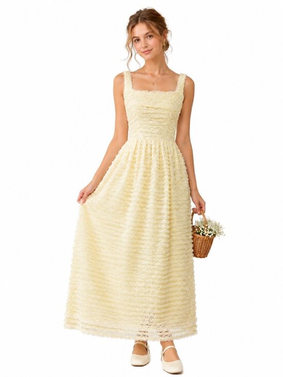 Dresses & Skirts - Vintage Yellow Lace Cottagecore Dress Romantic Prairie Coquette Bridgeton 1960's